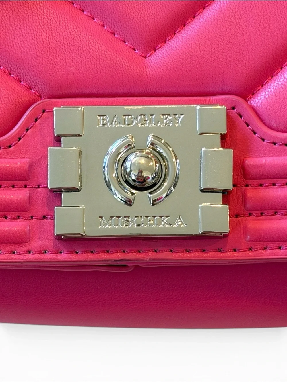 Badgley Mischka Vegan Quilting Cross Body Bag Hot Pink